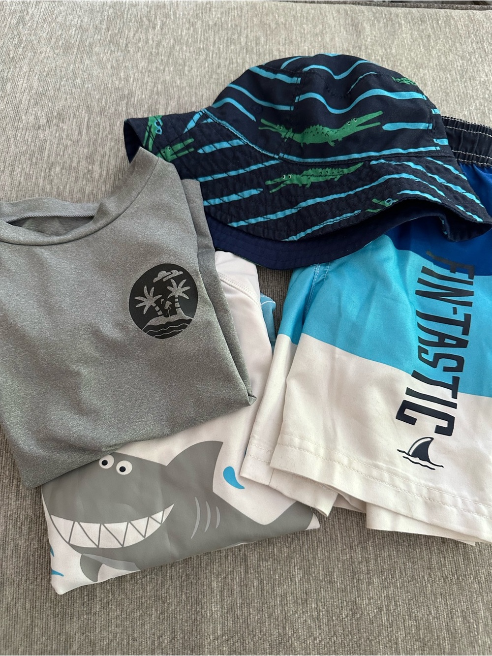 Kids' Blue Shark Swim Set with Bucket Hat